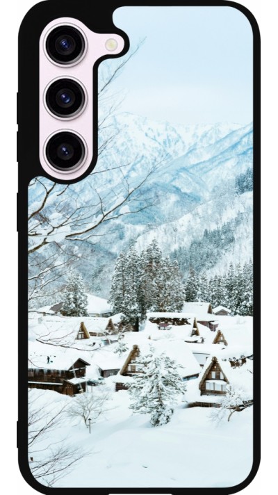 Coque Samsung Galaxy S23 FE - Silicone rigide noir Winter 25 Winter snowy landscape