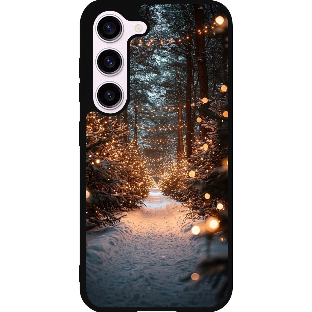 Coque Samsung Galaxy S23 FE - Silicone rigide noir Winter 25 Winter snowy road