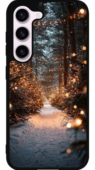 Coque Samsung Galaxy S23 FE - Silicone rigide noir Winter 25 Winter snowy road