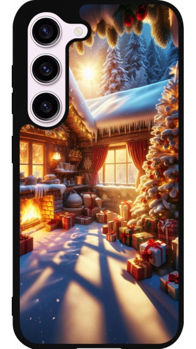 Coque Samsung Galaxy S23 FE - Silicone rigide noir Noël Chalet Féerie