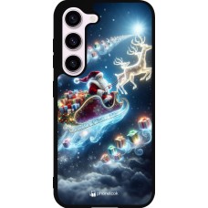 Coque Samsung Galaxy S23 FE - Silicone rigide noir Noël 2023 Père Noël enchanté