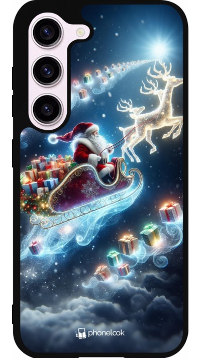 Coque Samsung Galaxy S23 FE - Silicone rigide noir Noël 2023 Père Noël enchanté