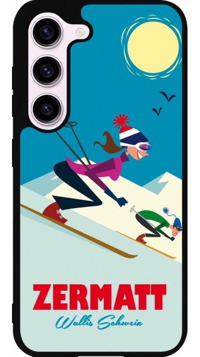Coque Samsung Galaxy S23 FE - Silicone rigide noir Zermatt Ski Downhill