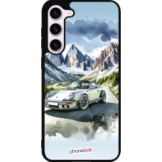 Coque Samsung Galaxy S23+ - Silicone rigide noir Porsche 911 Mountain Watercolor
