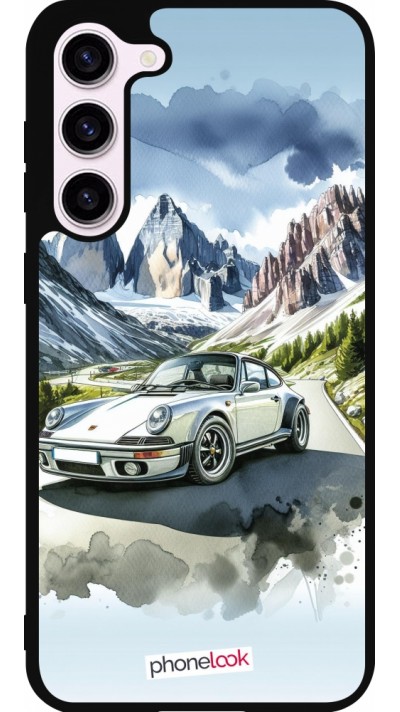Samsung Galaxy S23+ Case Hülle - Silikon schwarz Porsche 911 Berg Aquarell