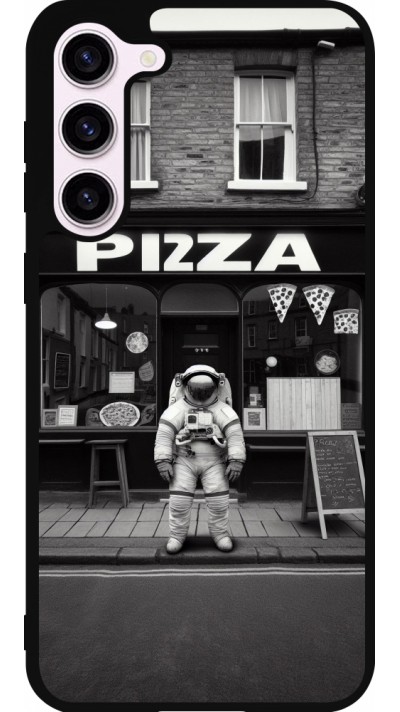 Samsung Galaxy S23+ Case Hülle - Silikon schwarz Astronaut vor einer Pizzeria