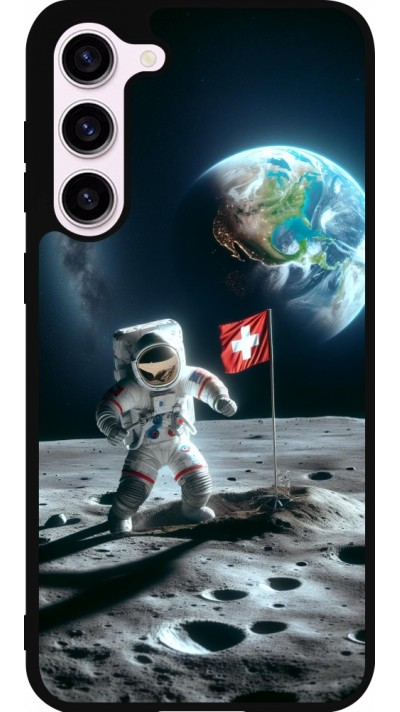 Samsung Galaxy S23+ Case Hülle - Silikon schwarz Astro Schweiz auf dem Mond