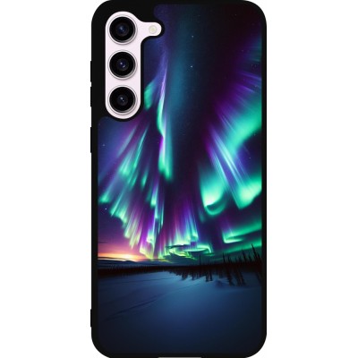 Coque Samsung Galaxy S23+ - Silicone rigide noir Aurore Boréale Étincelante