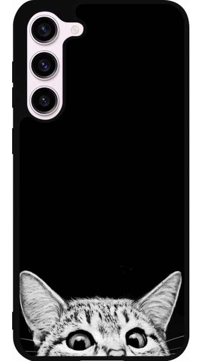 Coque Samsung Galaxy S23+ - Silicone rigide noir Cat Looking Up Black