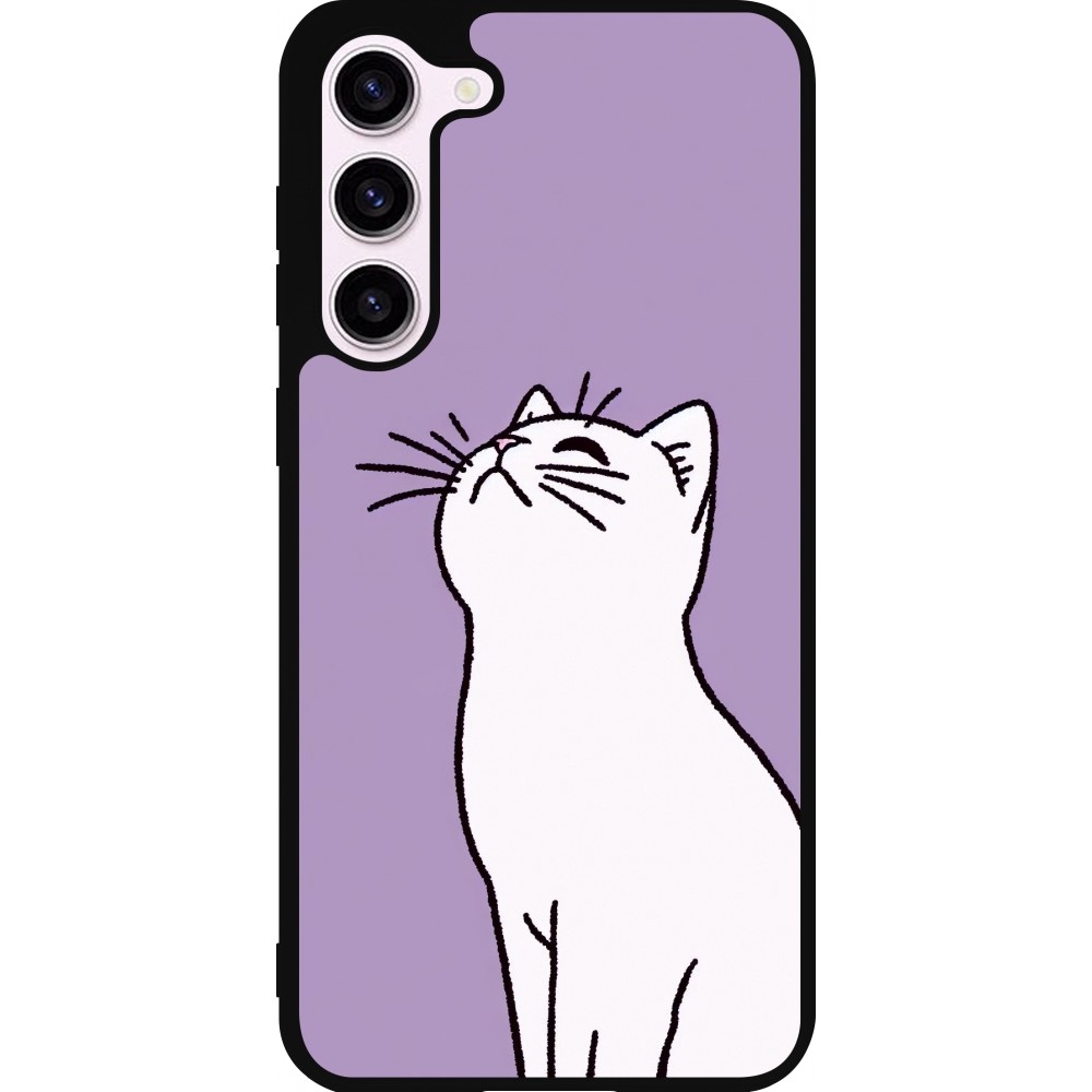 Samsung Galaxy S23+ Case Hülle - Silikon schwarz Chat auf lila Hintergrund