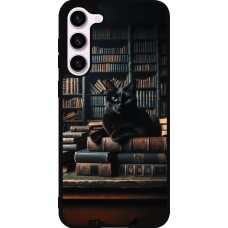 Samsung Galaxy S23+ Case Hülle - Silikon schwarz Katze Bücher dunkel