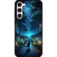 Samsung Galaxy S23+ Case Hülle - Silikon schwarz Schwarze Katze Spaziergang