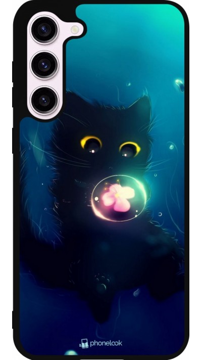 Coque Samsung Galaxy S23+ - Silicone rigide noir Cute Cat Bubble