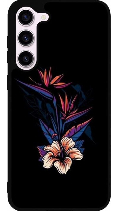 Coque Samsung Galaxy S23+ - Silicone rigide noir Dark Flowers