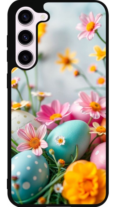 Samsung Galaxy S23+ Case Hülle - Silikon schwarz Easter 2026 Eggs with flowers