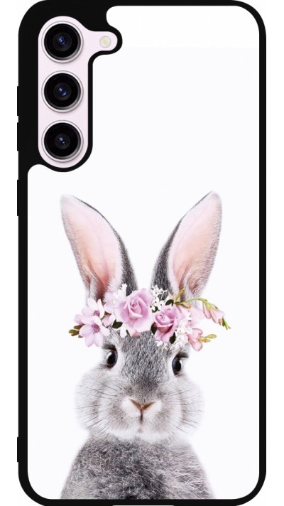 Coque Samsung Galaxy S23+ - Silicone rigide noir Easter 2023 flower bunny