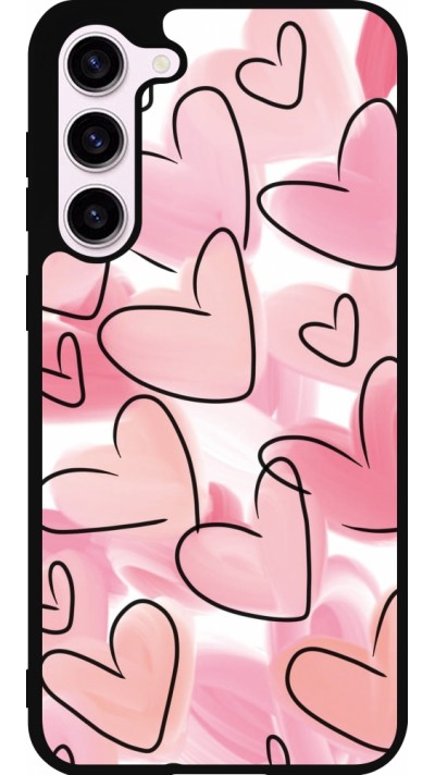 Coque Samsung Galaxy S23+ - Silicone rigide noir Easter 2023 pink hearts