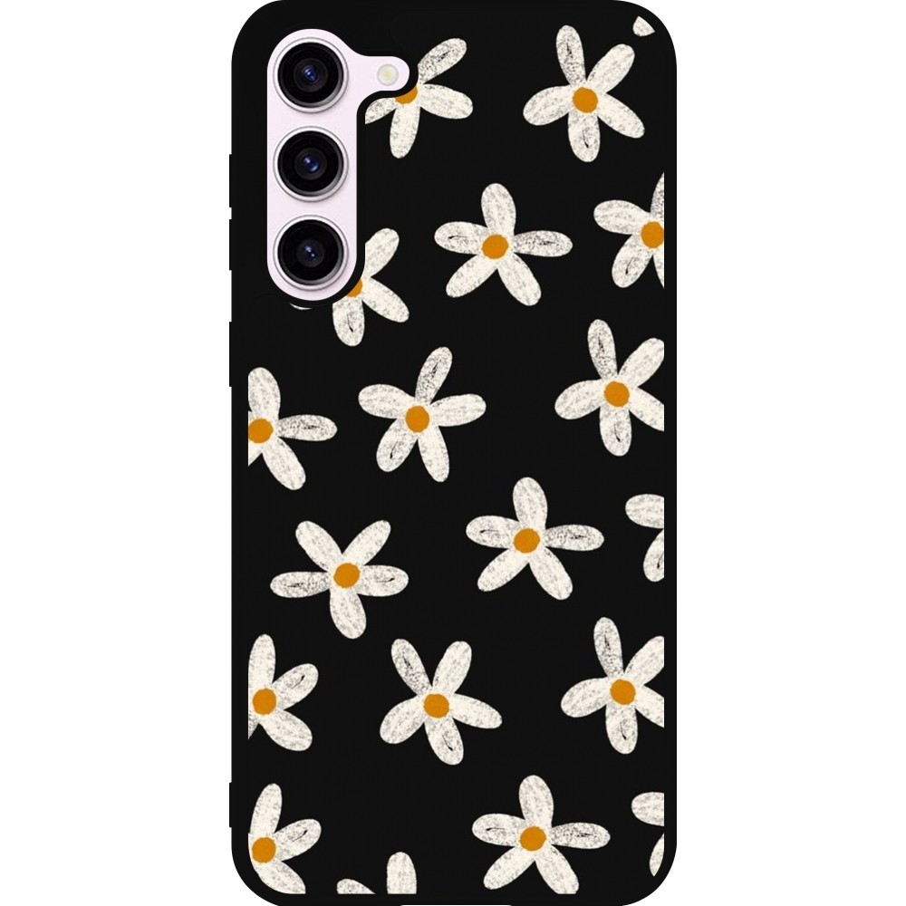 Samsung Galaxy S23+ Case Hülle - Silikon schwarz Easter 2024 white on black flower