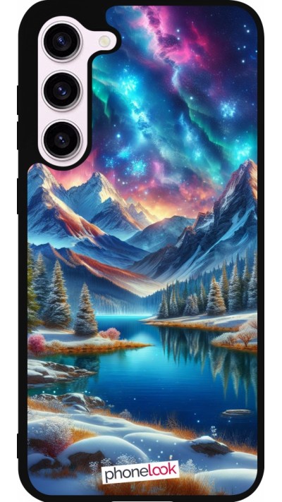 Coque Samsung Galaxy S23+ - Silicone rigide noir Fantasy Mountain Lake Sky Stars