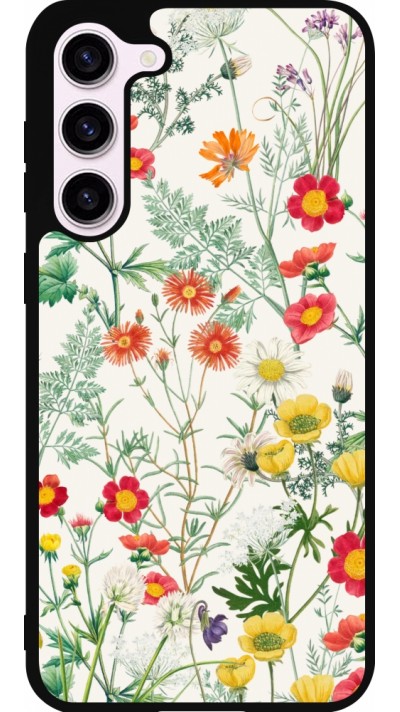 Coque Samsung Galaxy S23+ - Silicone rigide noir Flora Botanical Wildlife