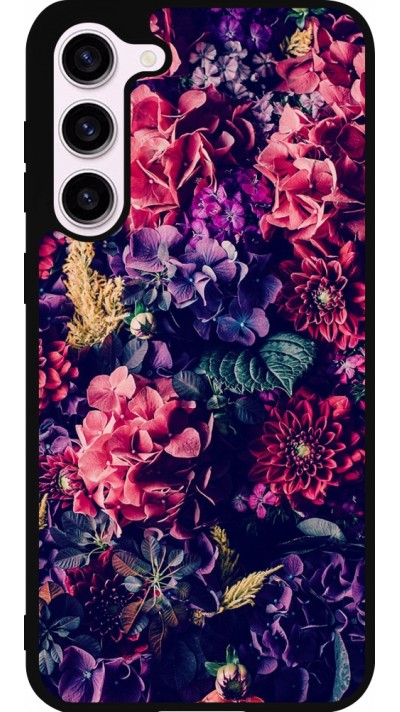 Coque Samsung Galaxy S23+ - Silicone rigide noir Flowers Dark