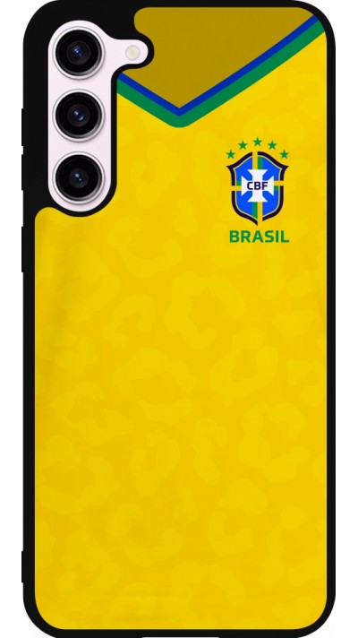 Coque Samsung Galaxy S23+ - Silicone rigide noir Maillot de football Brésil 2022 personnalisable