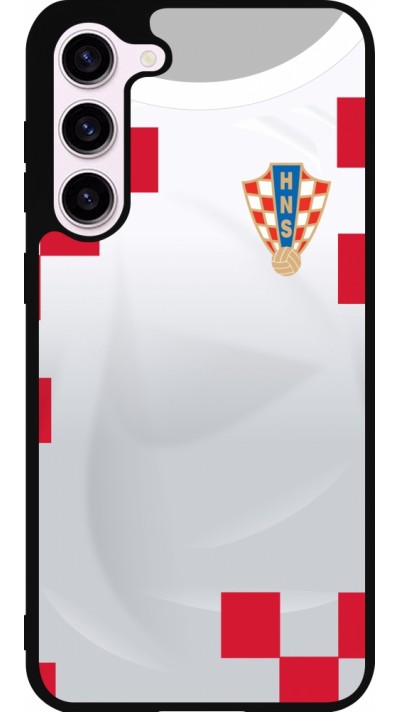 Coque Samsung Galaxy S23+ - Silicone rigide noir Maillot de football Croatie 2022 personnalisable