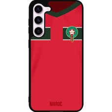Coque Samsung Galaxy S23+ - Silicone rigide noir Maillot de football Maroc 2022 personnalisable