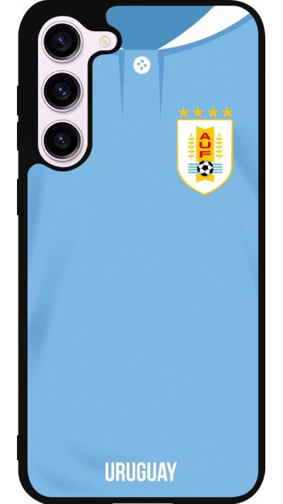 Coque Samsung Galaxy S23+ - Silicone rigide noir Maillot de football Uruguay 2022 personnalisable