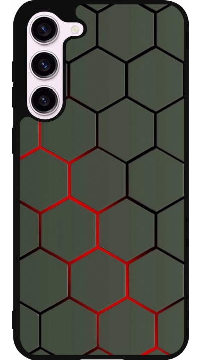 Coque Samsung Galaxy S23+ - Silicone rigide noir Geometric Line red