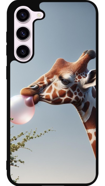 Coque Samsung Galaxy S23+ - Silicone rigide noir Girafe à bulle