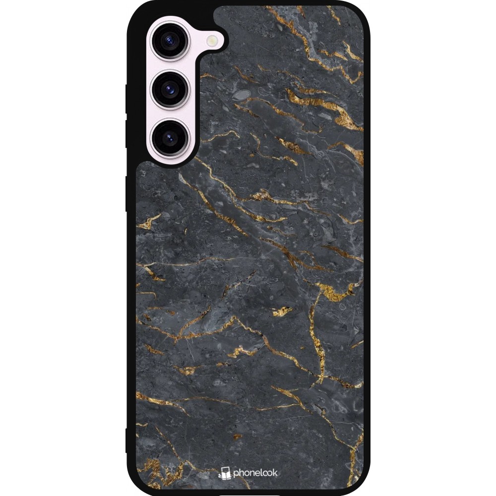 Samsung Galaxy S23+ Case Hülle - Silikon schwarz Grey Gold Marble