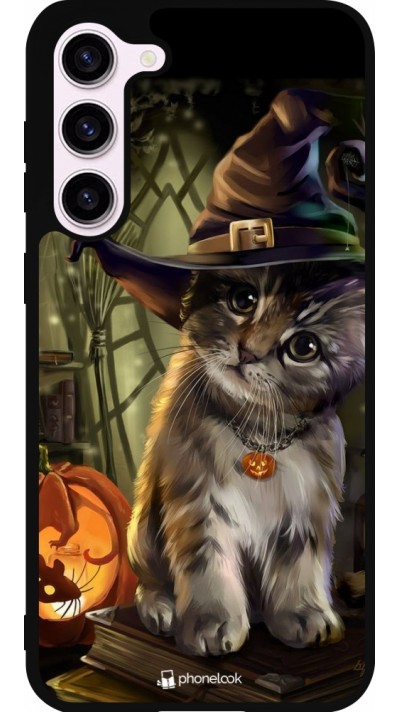 Coque Samsung Galaxy S23+ - Silicone rigide noir Halloween 21 Witch cat
