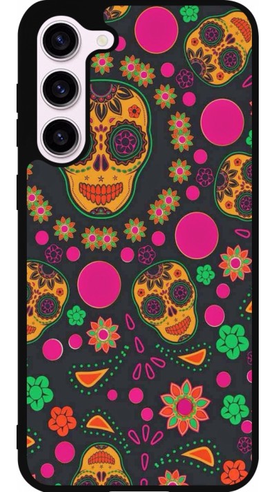 Coque Samsung Galaxy S23+ - Silicone rigide noir Halloween 22 colorful mexican skulls