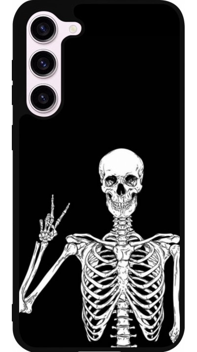 Coque Samsung Galaxy S23+ - Silicone rigide noir Halloween 2023 peace skeleton