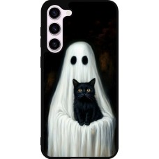 Coque Samsung Galaxy S23+ - Silicone rigide noir Halloween 2025 Ghost with black cat