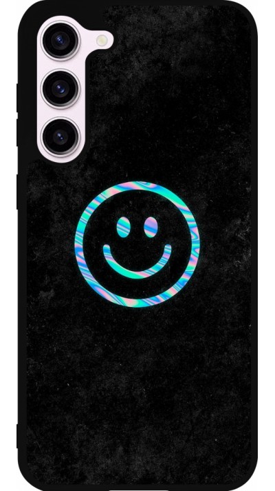 Coque Samsung Galaxy S23+ - Silicone rigide noir Happy smiely irisé