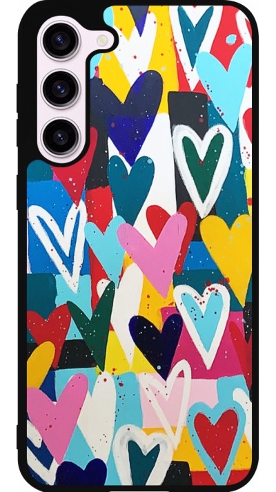 Coque Samsung Galaxy S23+ - Silicone rigide noir Joyful Hearts