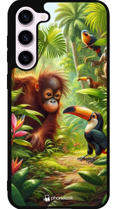 Coque Samsung Galaxy S23+ - Silicone rigide noir Jungle Tropicale Tayrona