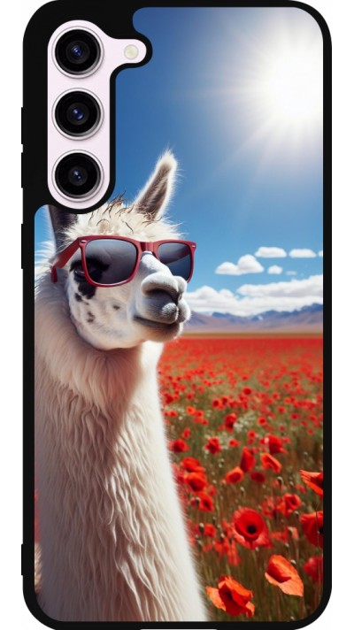 Samsung Galaxy S23+ Case Hülle - Silikon schwarz Lama Chic in Mohnblume