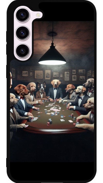 Coque Samsung Galaxy S23+ - Silicone rigide noir Les pokerdogs