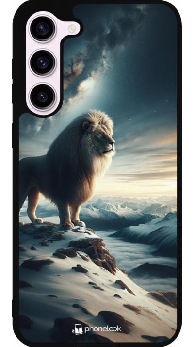 Coque Samsung Galaxy S23+ - Silicone rigide noir Le lion blanc