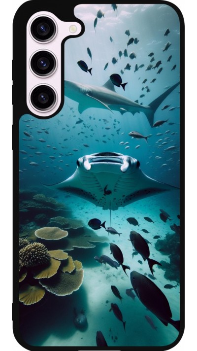 Coque Samsung Galaxy S23+ - Silicone rigide noir Manta Lagon Nettoyage