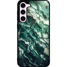 Coque Samsung Galaxy S23+ - Silicone rigide noir Marbre vert majestueux