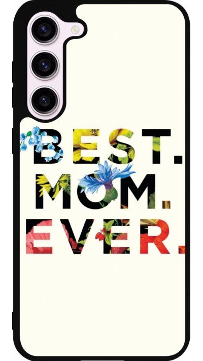 Coque Samsung Galaxy S23+ - Silicone rigide noir Mom 2023 best Mom ever flowers