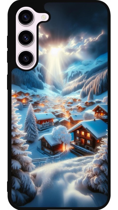 Coque Samsung Galaxy S23+ - Silicone rigide noir Mont Neige Lumière