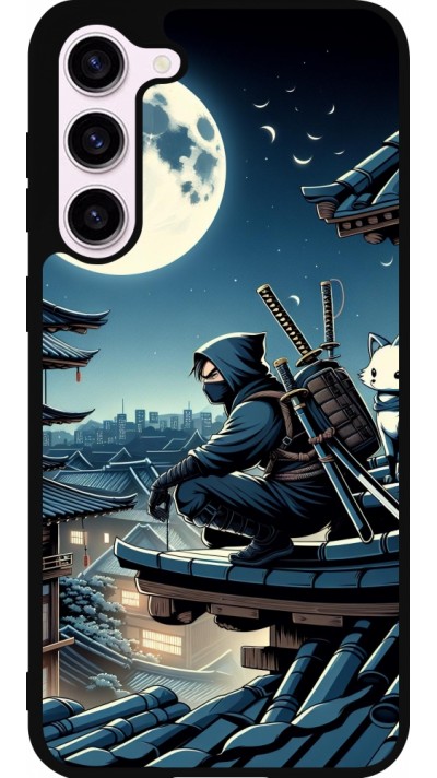 Coque Samsung Galaxy S23+ - Silicone rigide noir Ninja sous la lune