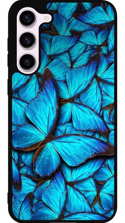 Samsung Galaxy S23+ Case Hülle - Silikon schwarz Papillon bleu