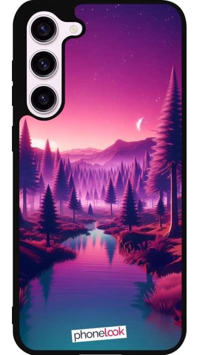 Samsung Galaxy S23+ Case Hülle - Silikon schwarz Lila-rosa Landschaft