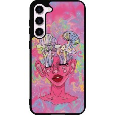 Coque Samsung Galaxy S23+ - Silicone rigide noir Psychedelic pink mushroom